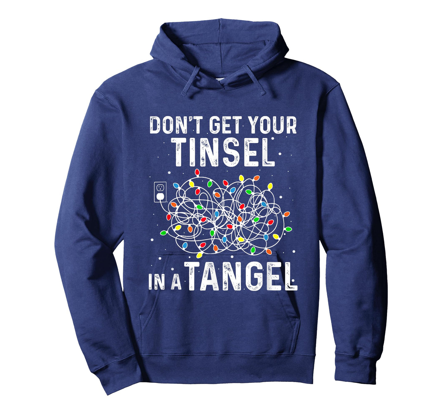 Don't Get Your Tinsel In A Tangle Funny Xmas Light Black Cotton Polyester Long Sleeve Classic Fit Crew Neck T-Shirt for Girls & Women