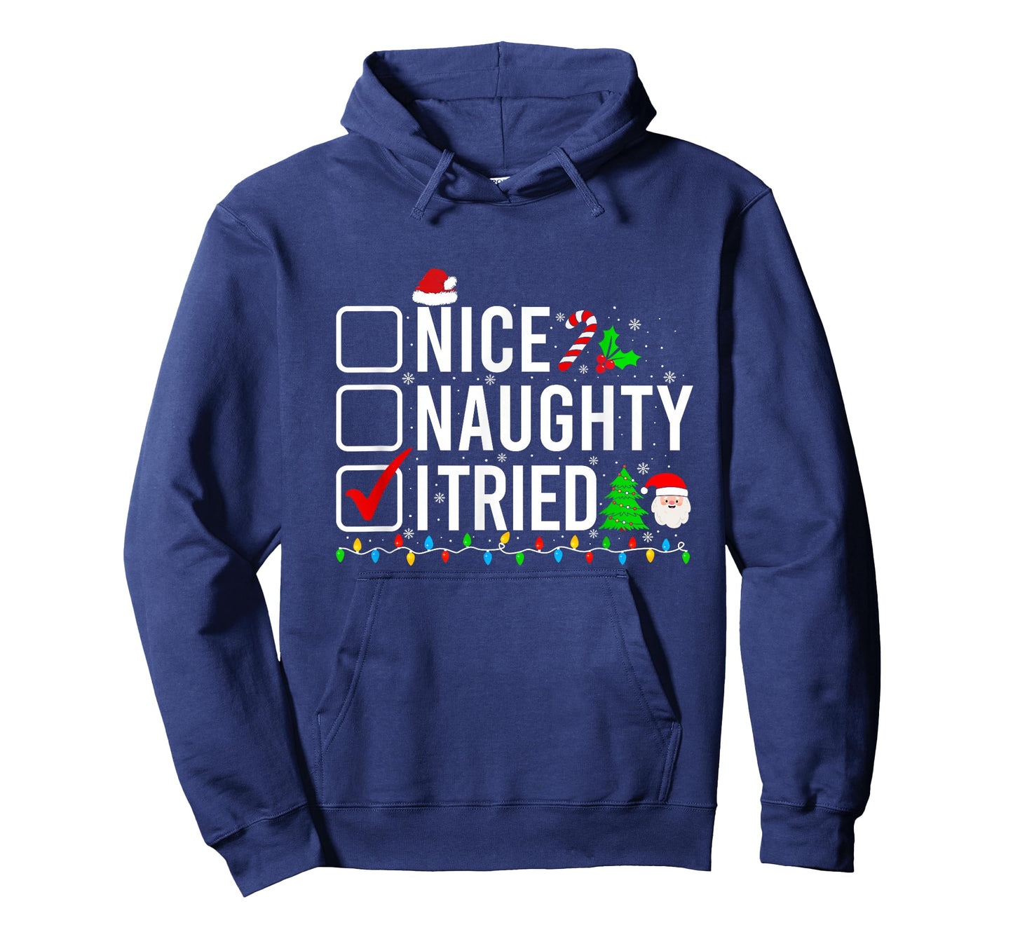 Nice Naughty I Tried Family Xmas Pajama Funny Christmas List T-Shirt