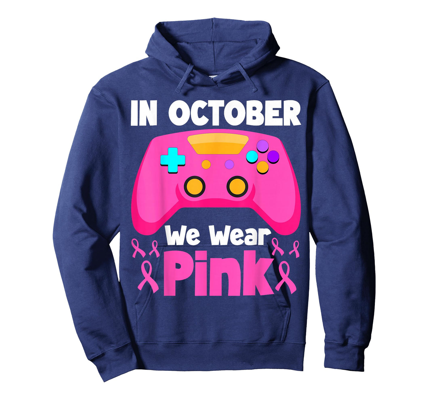 in October We Wear Pink Breast Cancer Gaming Kids Boys Youth T-Shirt