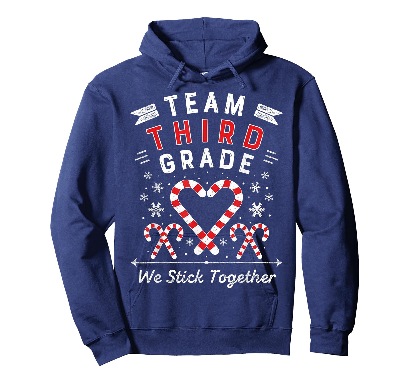Team Third Grade Christmas Candy Cane Heart Xmas 3rd Teacher T-Shirt for Men Women Kids