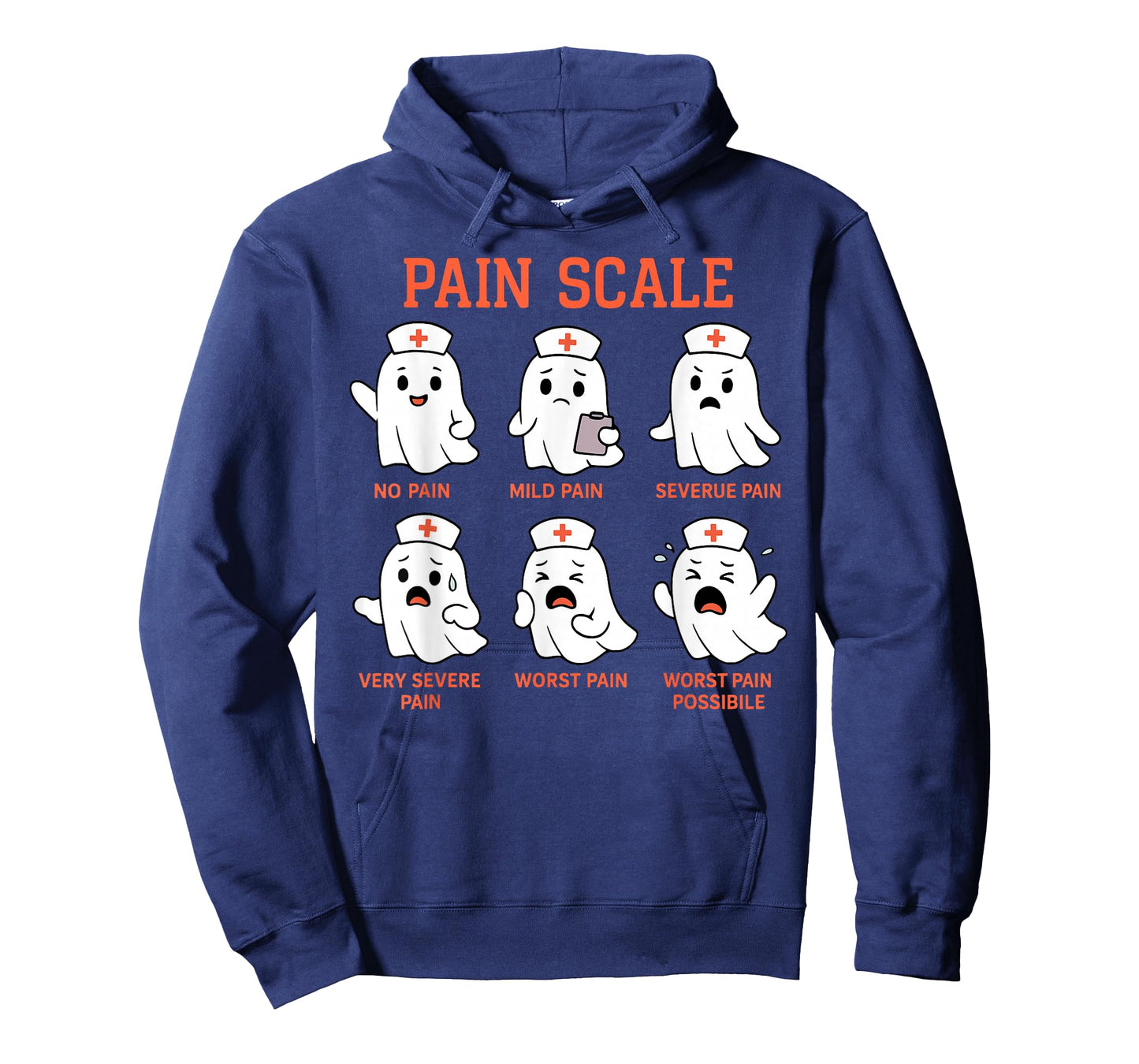 Spooky Ghost Pain Scale Trauma Nurse Triage Halloween Fall T-Shirt