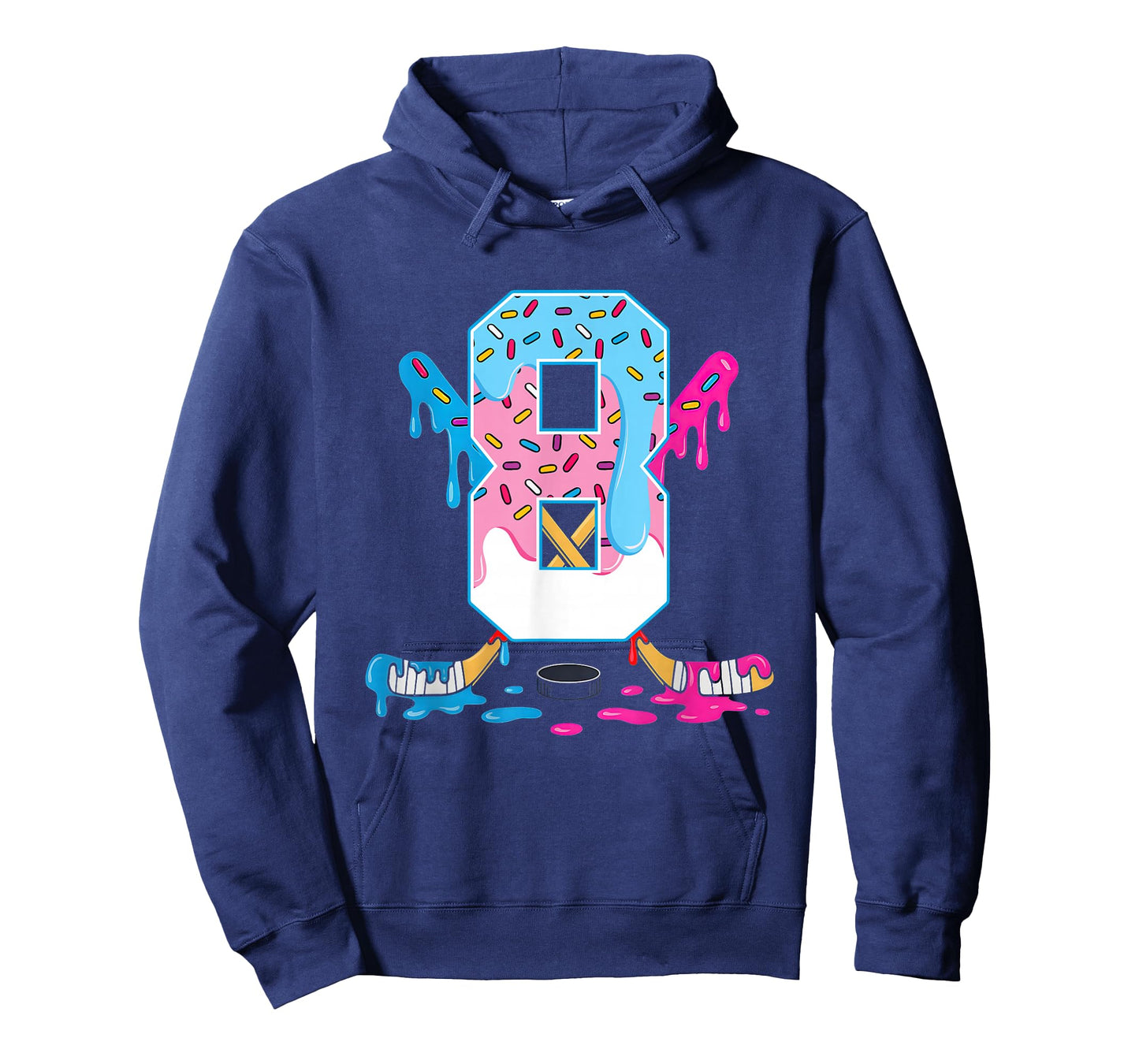 Hockey 8 Years Old Ice Cream Drip 8th Birthday Kids Gift T-Shirt