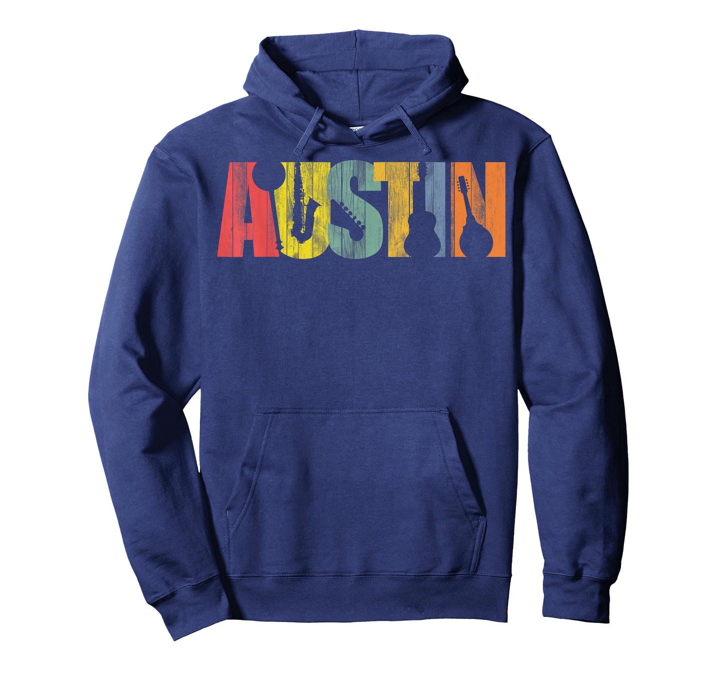 Austin Texas Distressed Vintage Musical Instrument Design T-Shirt