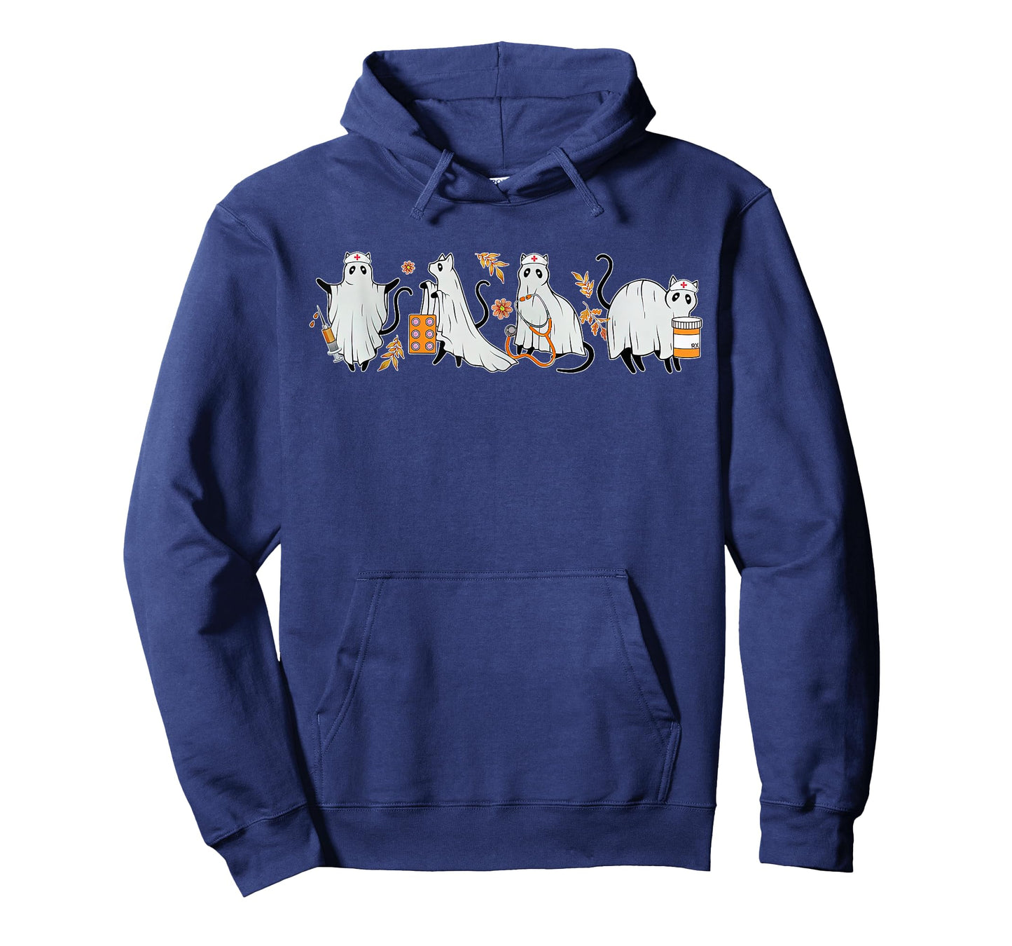 Ghost Cat Nurse ICU RN Pharmacy Tech Fall Halloween Costume T-Shirt