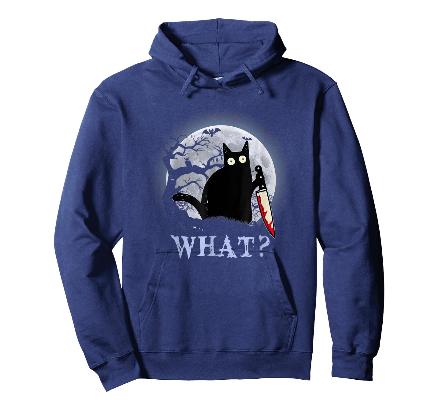 Halloween dark night morderous moon cat with knife Men Women T-Shirt