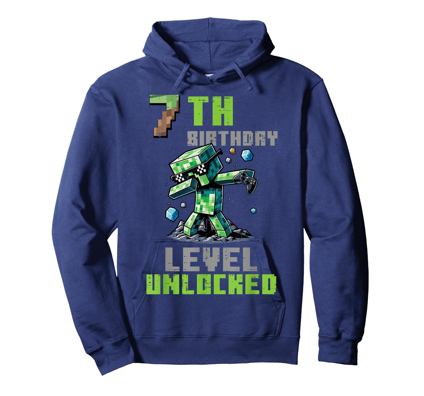 7th Birthday Level Unlocked Pixel Dab 7 Bday Gamer Boys Kids T-Shirt
