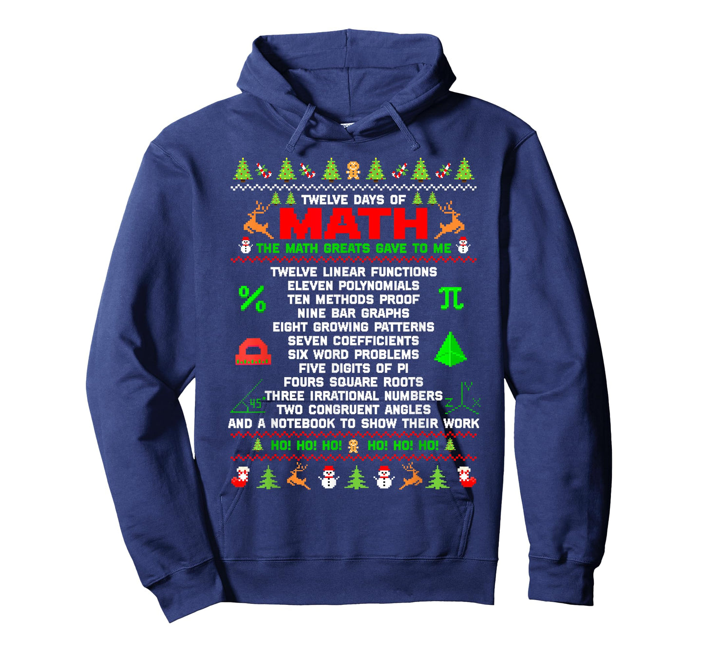 Twelve Days Of Math Teacher Students Ugly Sweater Christmas Men Women Kids T-Shirt