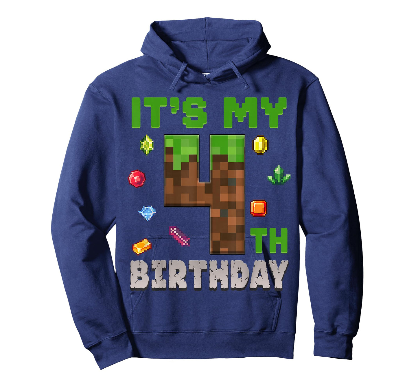 Birthday Boy It's My 4th Birthday 4 Year Old Pixel Gamer T-Shirt