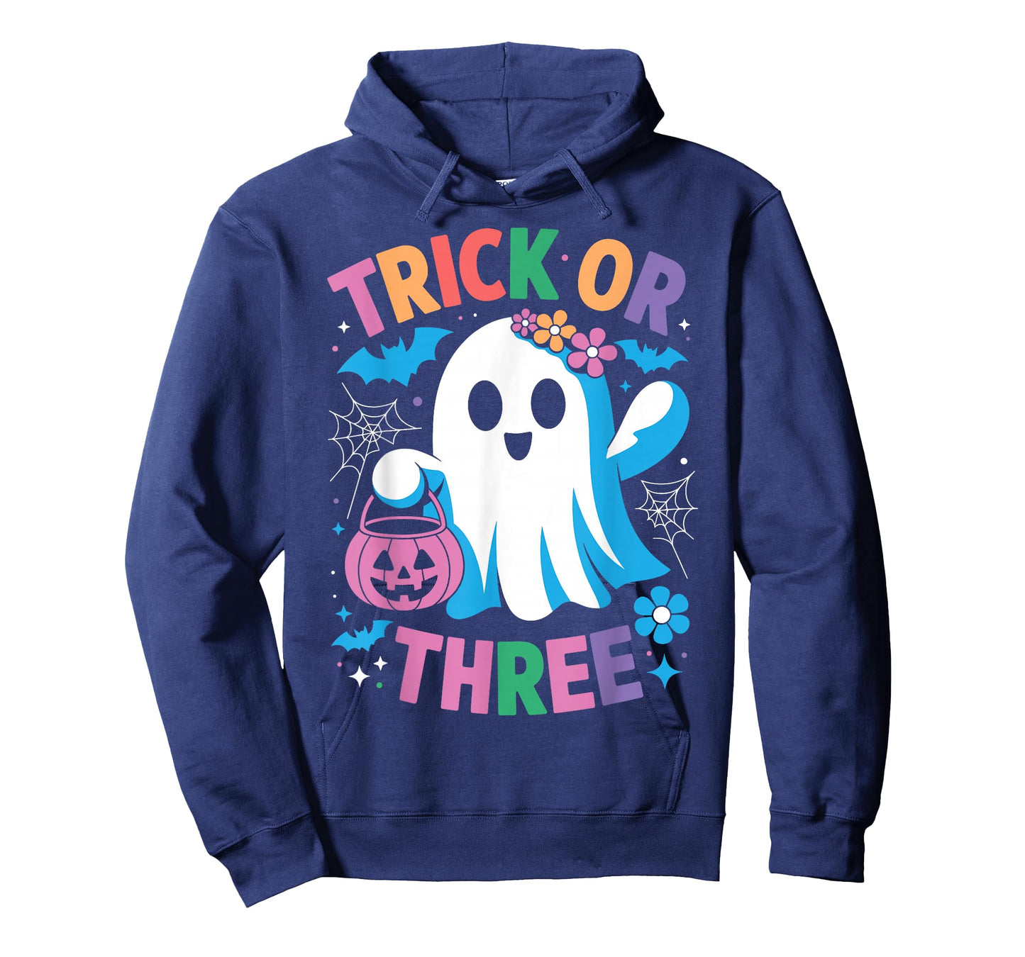 Trick or Three Cute Ghost Groovy 3rd Birthday Girls Kids T-Shirt