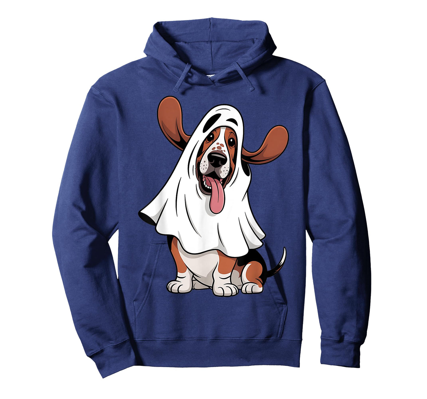 Basset Hound Dog Wearing A White Ghost Costume Halloween T-Shirt