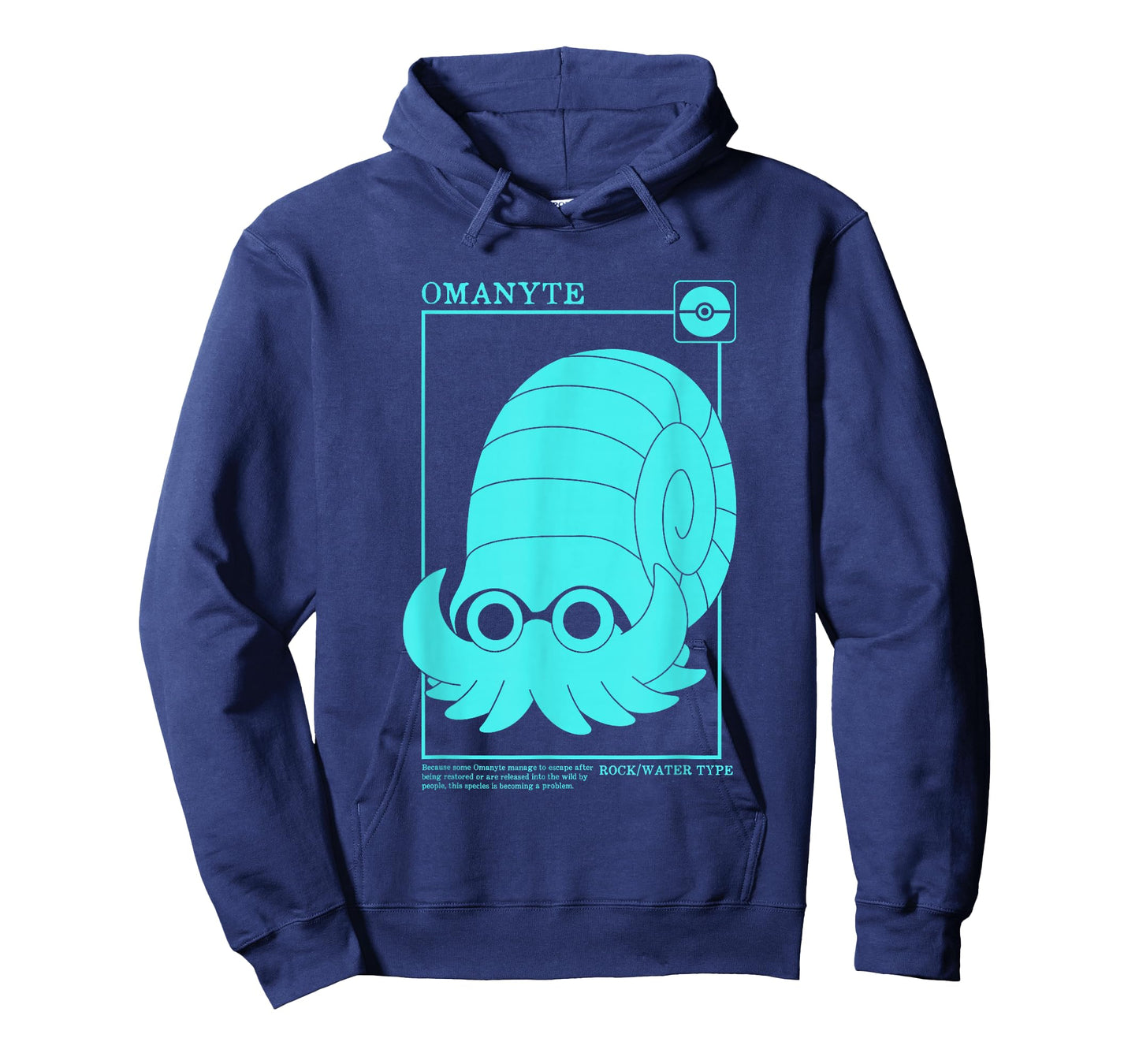 Pokémon Iconic Omanyte Description Card Big Chest Logo T-Shirt