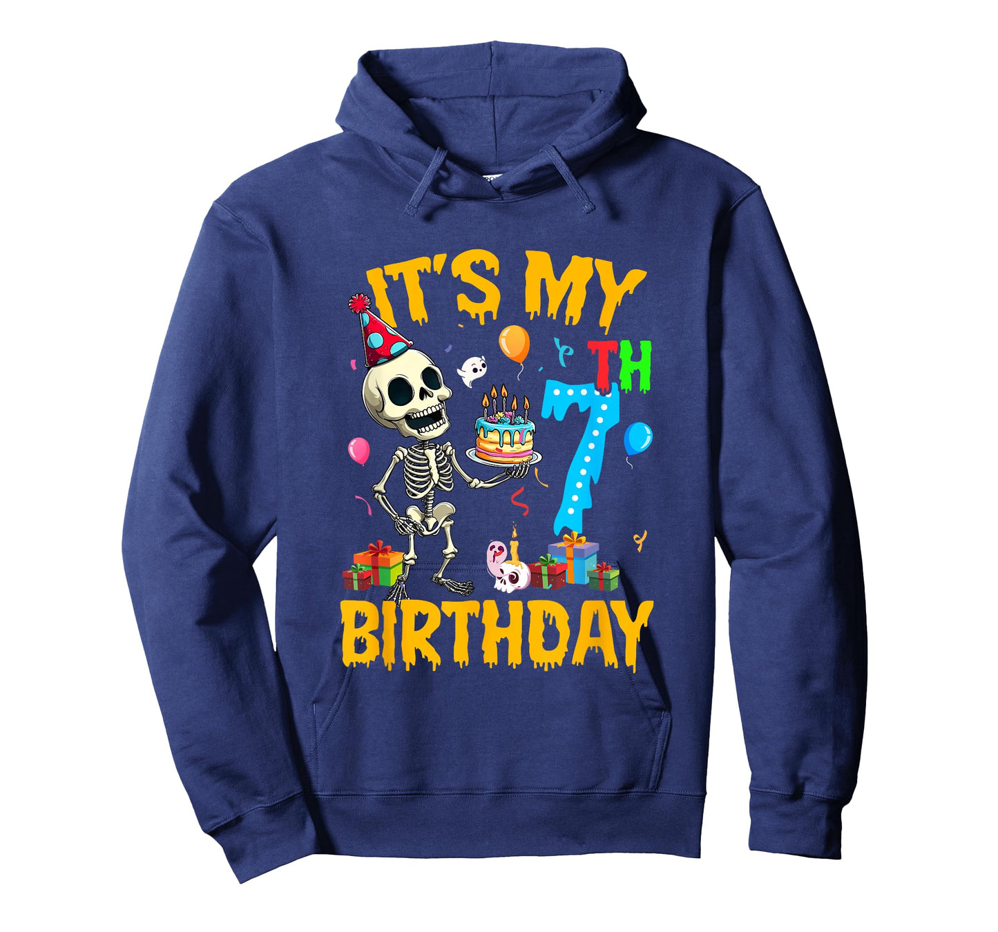 It's My 7Th Birthday Party Halloween Skeleton Birthday Kids T-Shirt