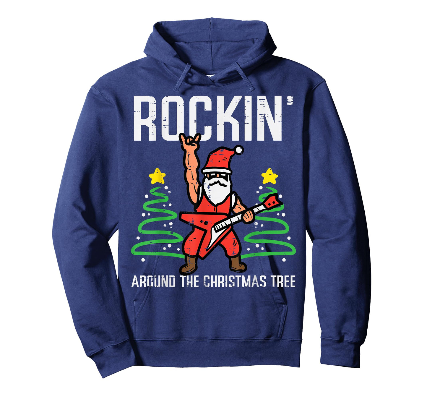 Santa Guitar Rockin Christmas Tree Funny Xmas Rocker Men Boy T-Shirt