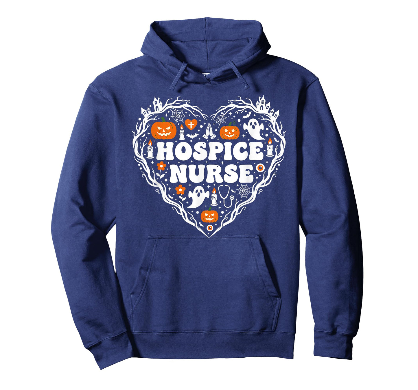Hospice Nurse Heart Pumpkin Ghost Halloween Kids Mens Womens T-Shirt