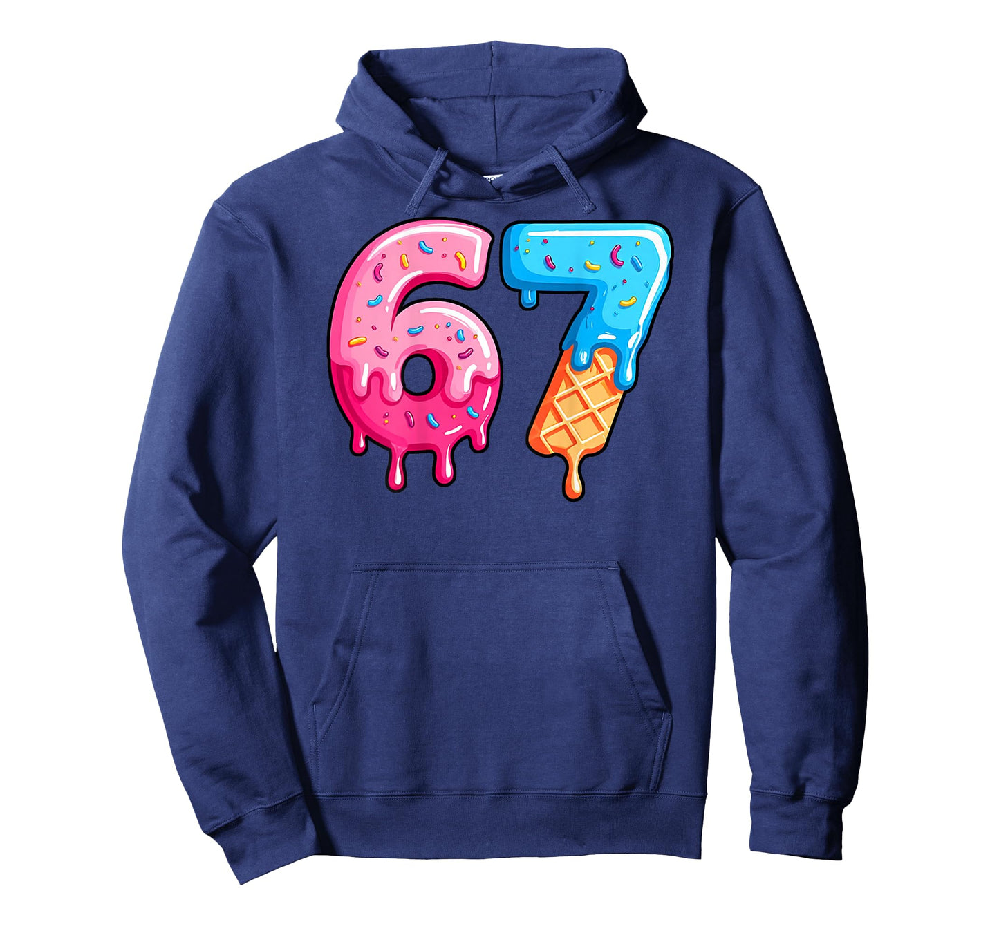 Six Seven Ice Cream Drip Cool Meme 67 Funny Number (on Back) T-Shirt