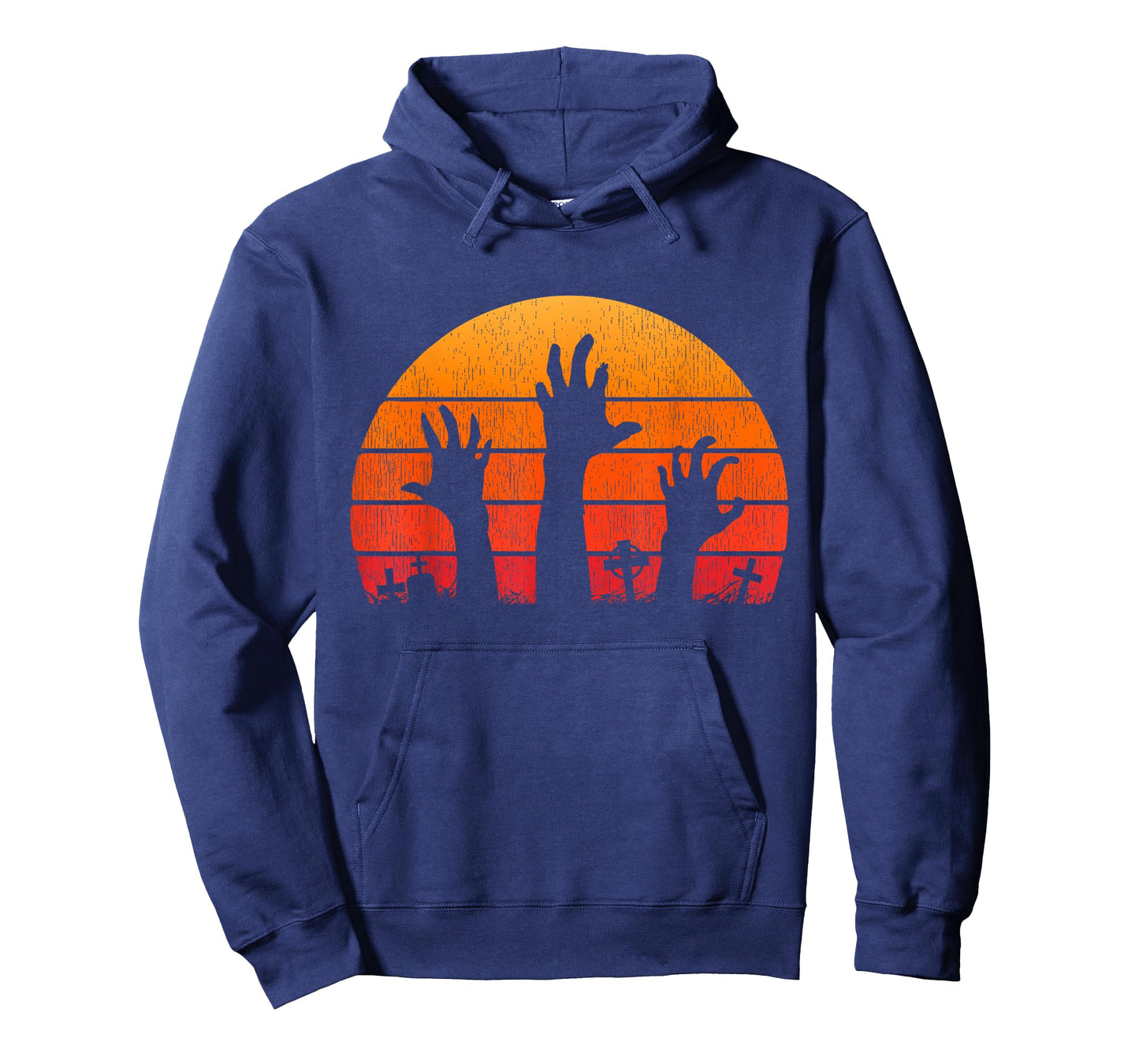 Zombie Hand Scary Costume Halloween Vintage Retro Sunset 80s T-Shirt