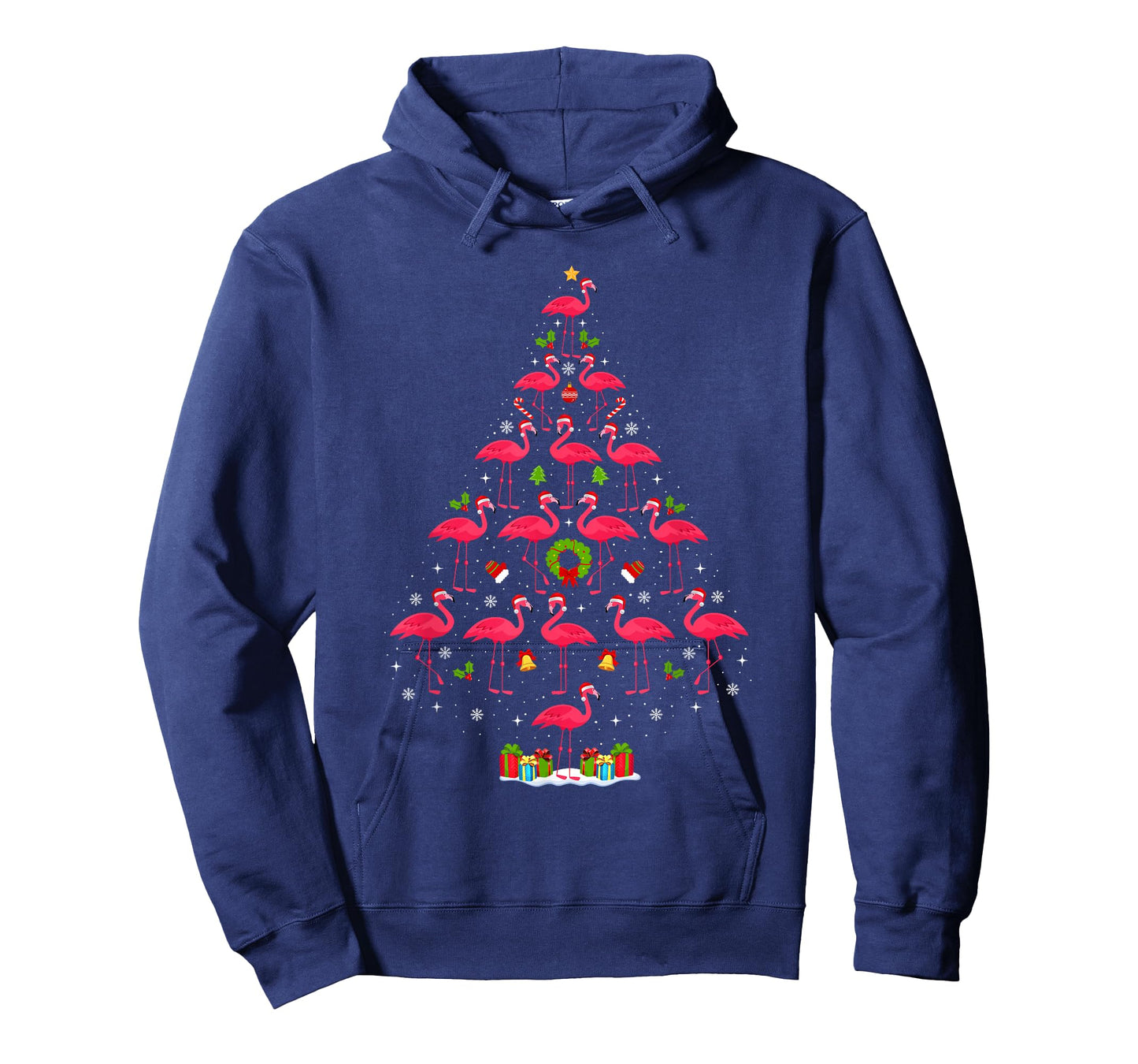 Pink Flamingo Christmas Tree Lights Santa Hat Xmas Pajamas T-Shirt
