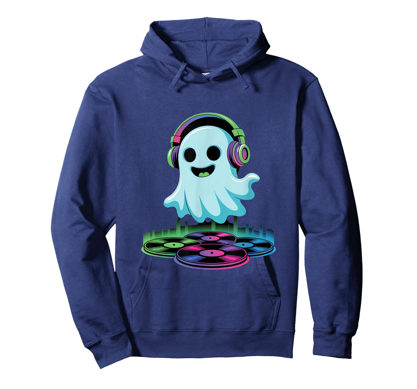 Halloween DJ Ghost With Headphones Fun Vinyl T-Shirt