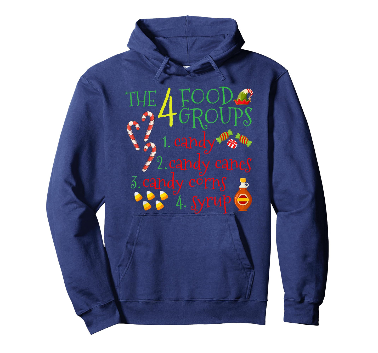 The 4 Elf Food Groups Funny Christmas Candy Cane T-Shirt