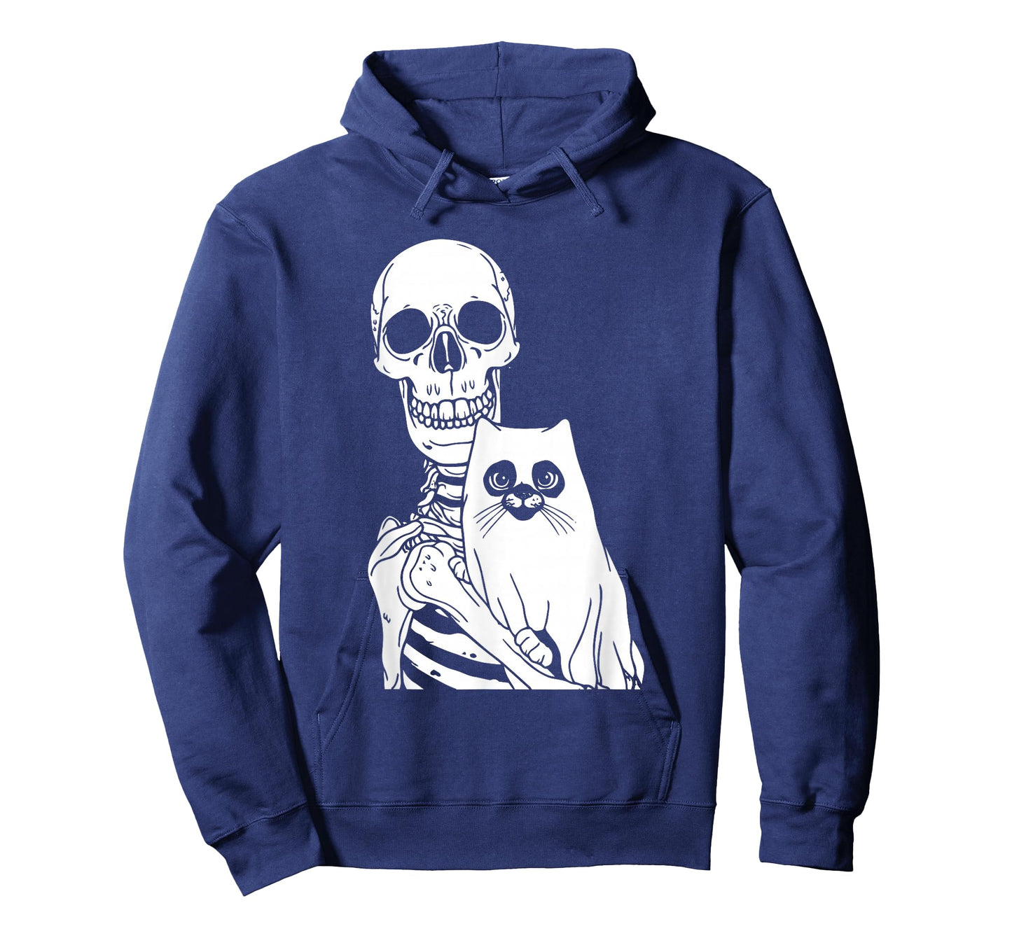 Skeleton Holding Cat Lazy Halloween Costume Skull Kitten Men Women Kids T-Shirt