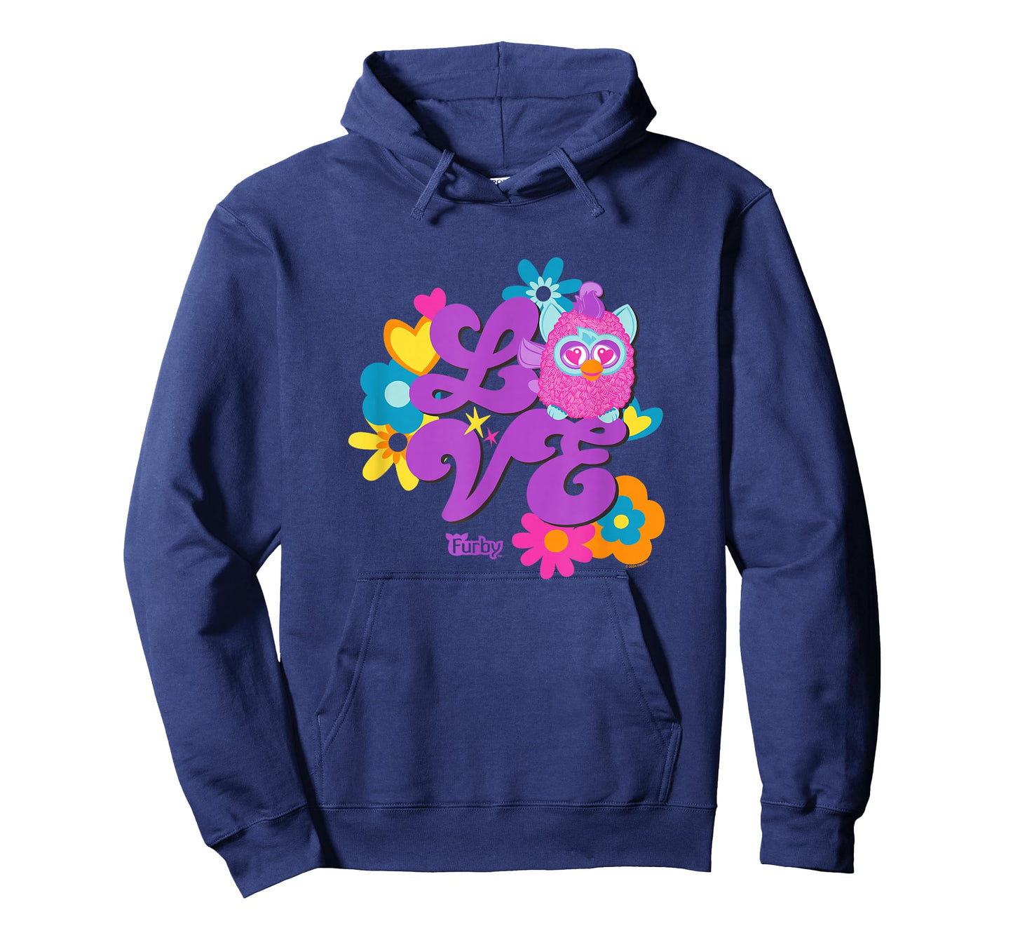 Furby Groovy Vintage Love 70's Rainbow Floral Purple Logo T-Shirt