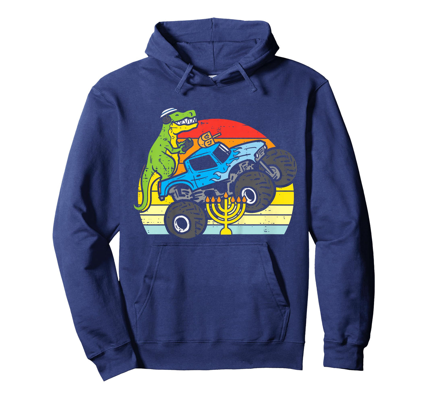 Kids Trex Dino Monster Truck Menorah Boys Hanukkah Toddler Kids T-Shirt