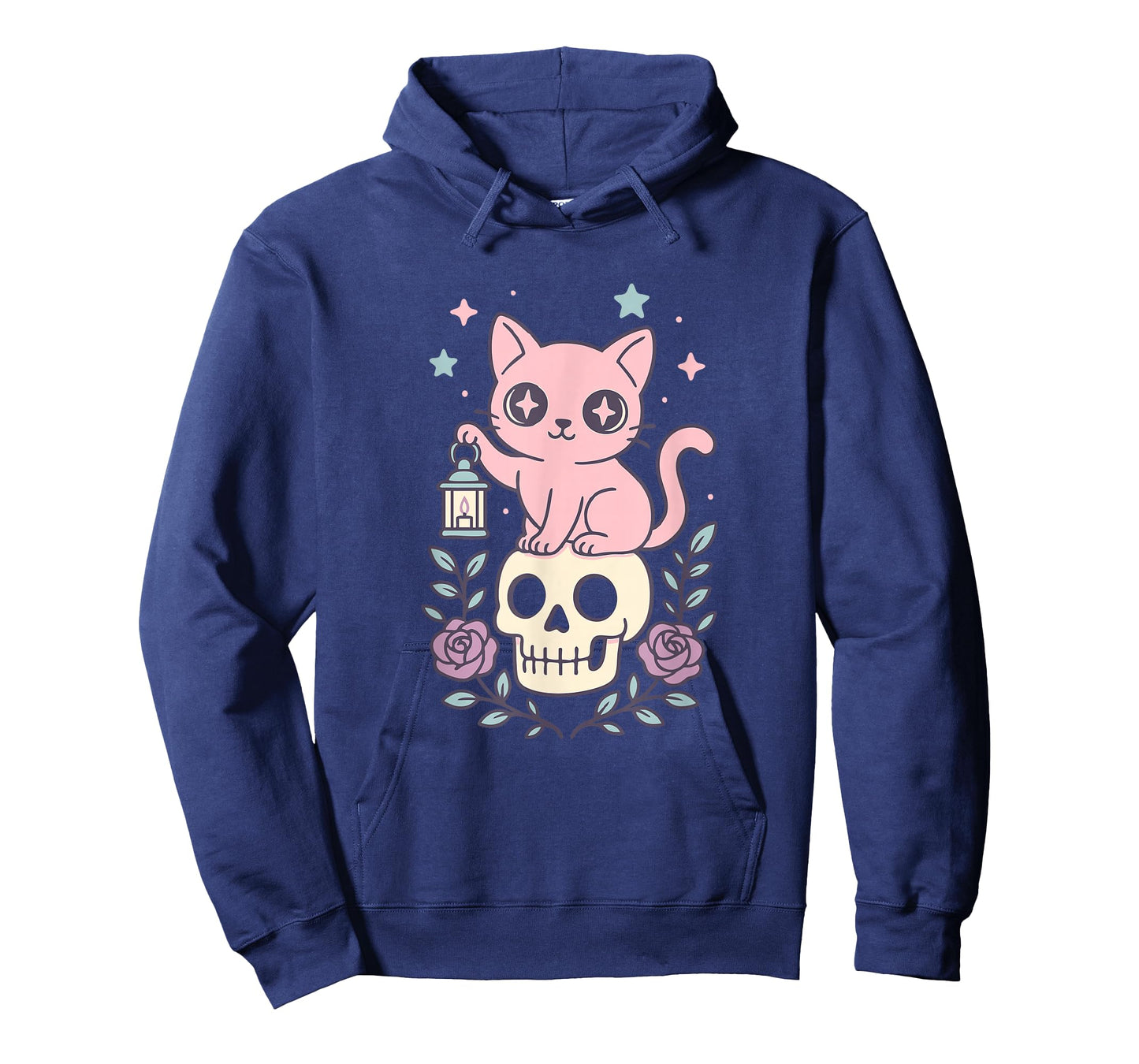 Kawaii Pastel Goth Cat Anime Inside Skull Lantern with Stars T-Shirt