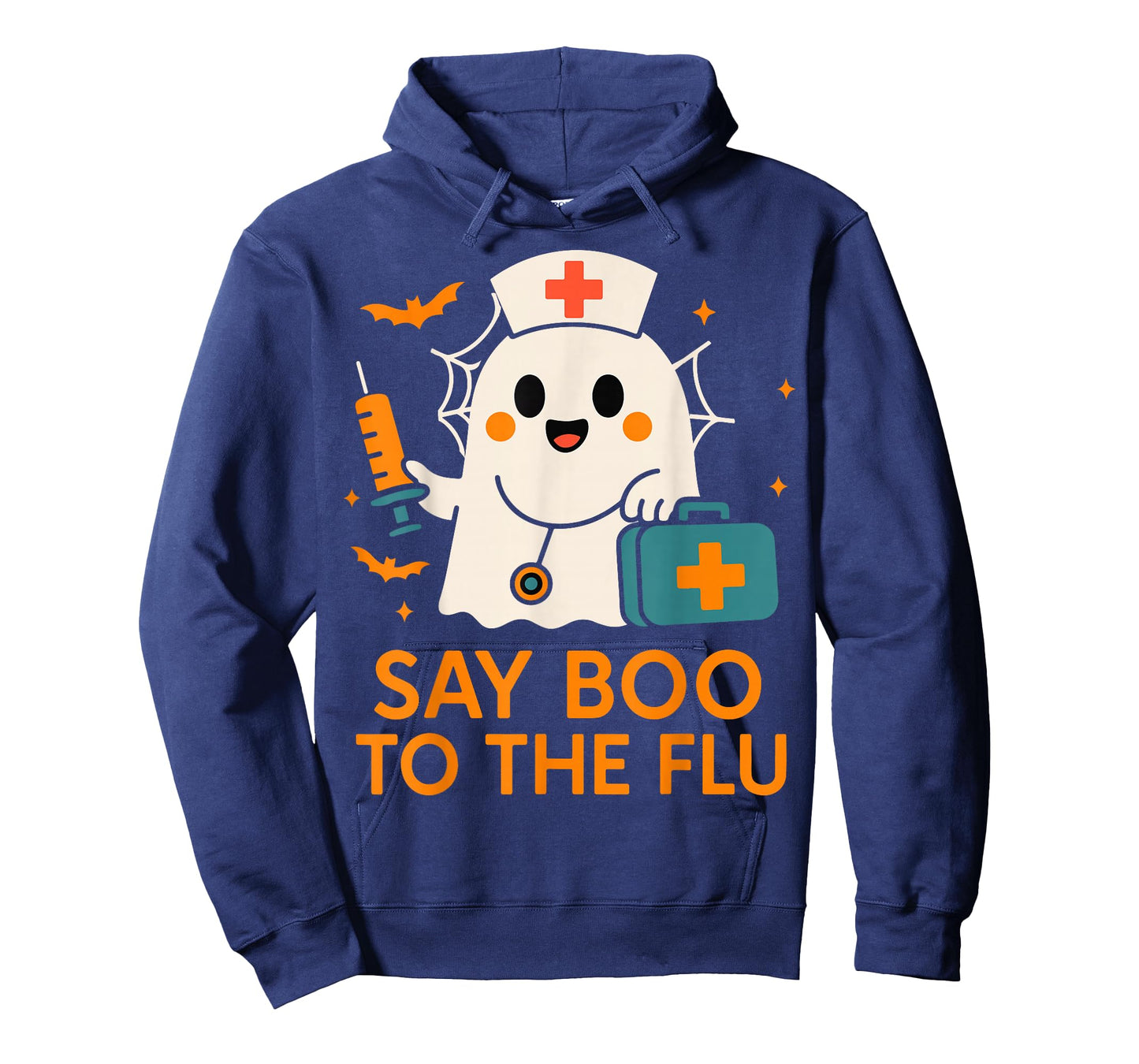 Say Boo to The Flu Nurse Halloween Vaccine Ghost Crew Funny T-Shirt