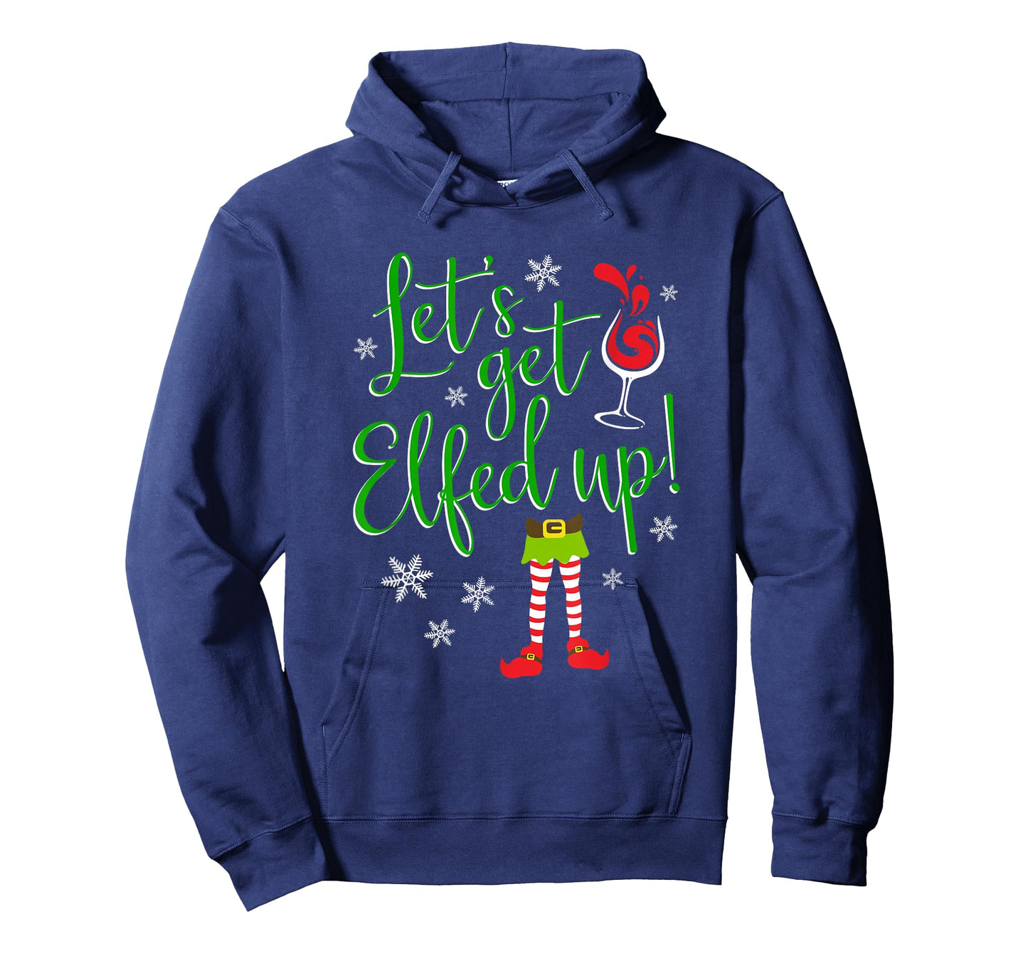 Let's Get Elfed Up Christmas Ladies Wine Drinking T-Shirt