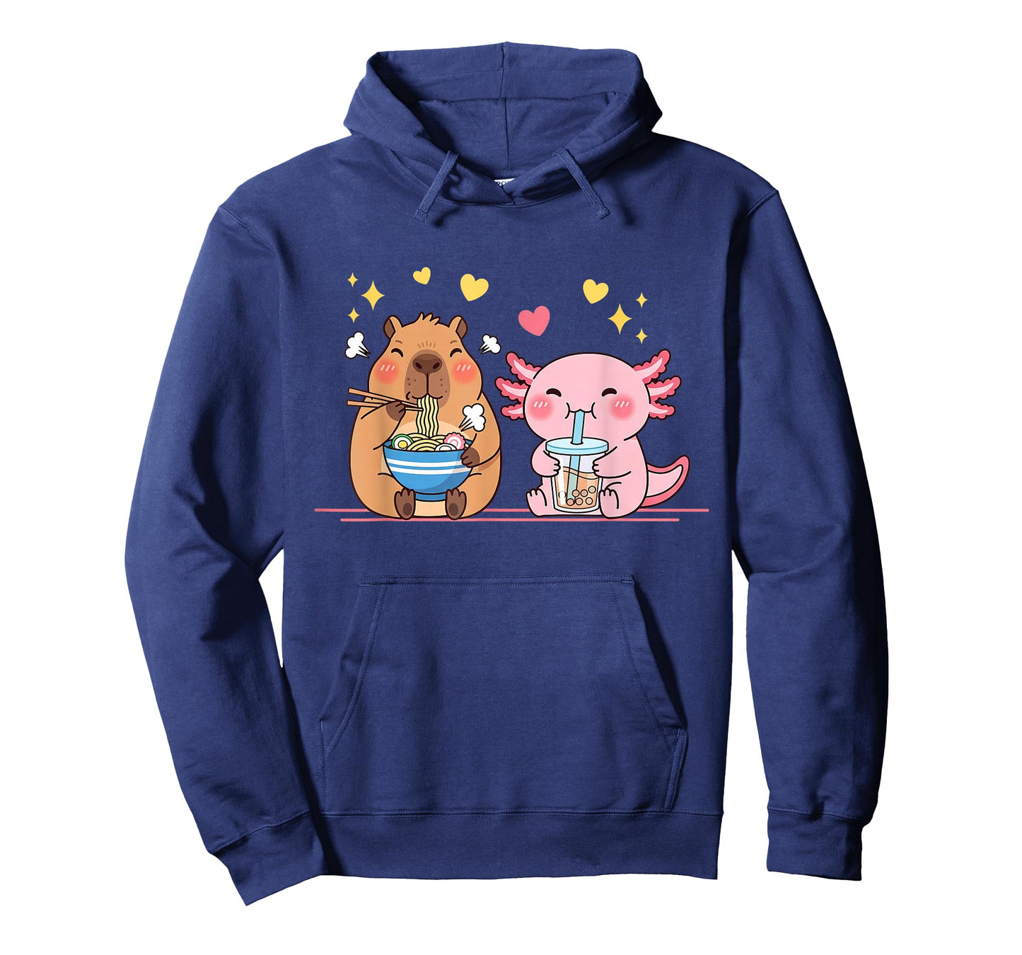 Cute Capybara and Axolotl Funny Ramen Boba Tea Anime Kids T-Shirt