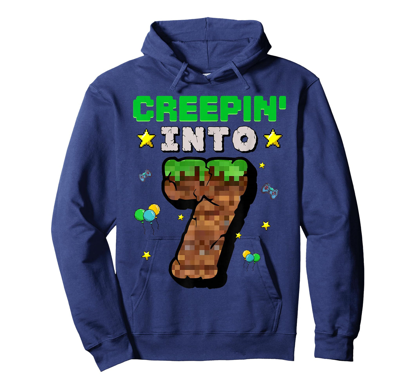 7th Birthday Boy Gamer Pixel Creepin’ Into 7 Video Game T-Shirt