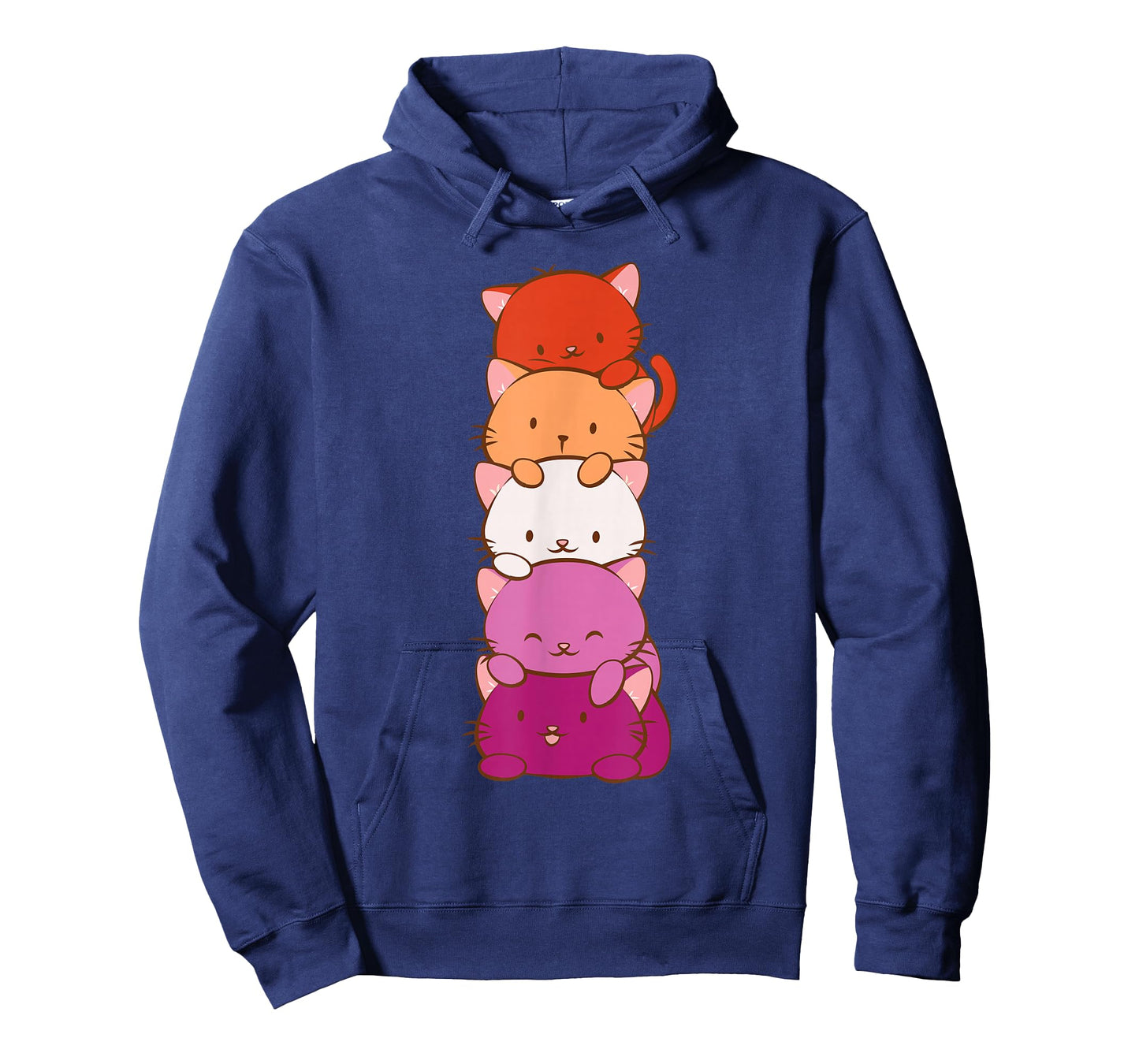 Orange Pink Lesbian Pride Flag Cute Kawaii Cat T-Shirt