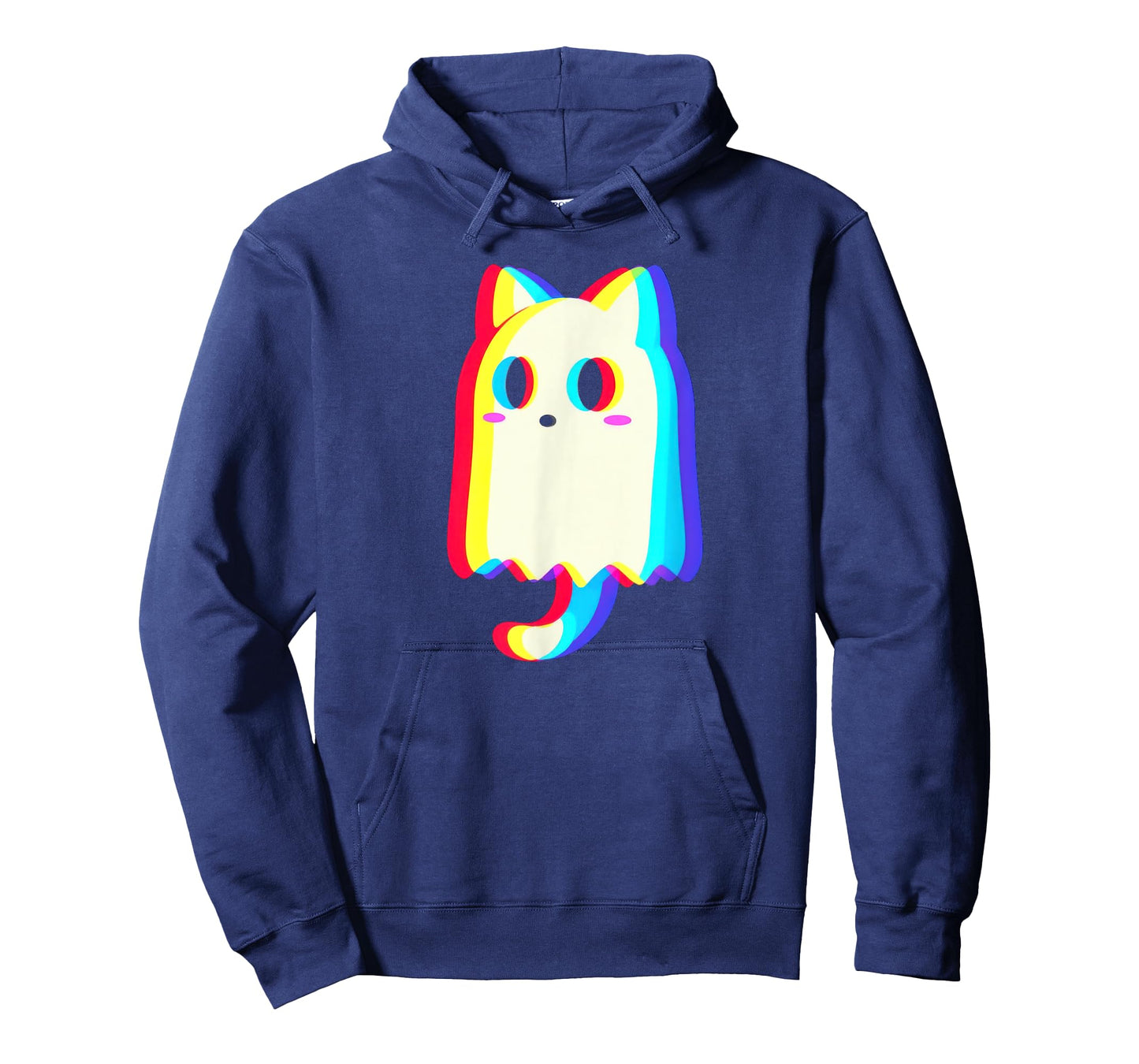 Trippy Vaporwave Ghost Cat Halloween Techno Rave EDM Men Women Kids T-Shirt