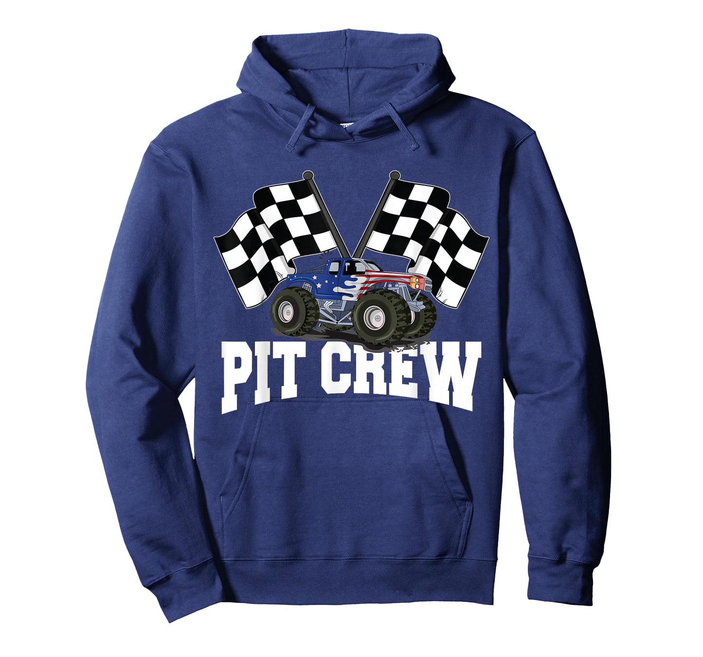 Pit Crew USA Monster Truck Racing Party And Checked Flag T-Shirt