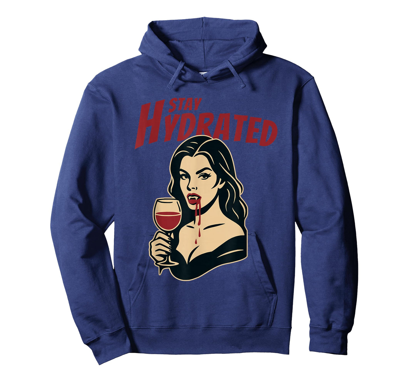 Retro Vampire Pin-Up Stay Hydrated Gothic Humor Wine Glass T-Shirt