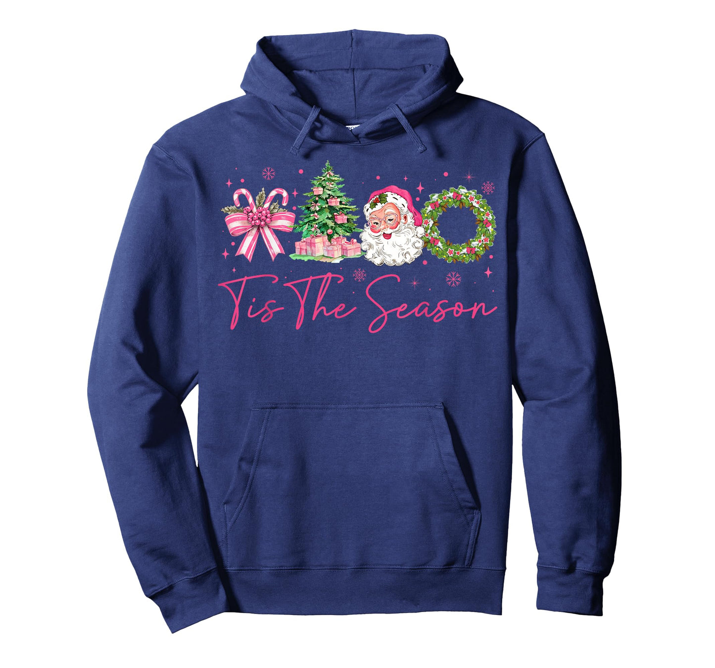 Tis The Season Pink Santa Christmas Coquette Bow Women T-Shirt