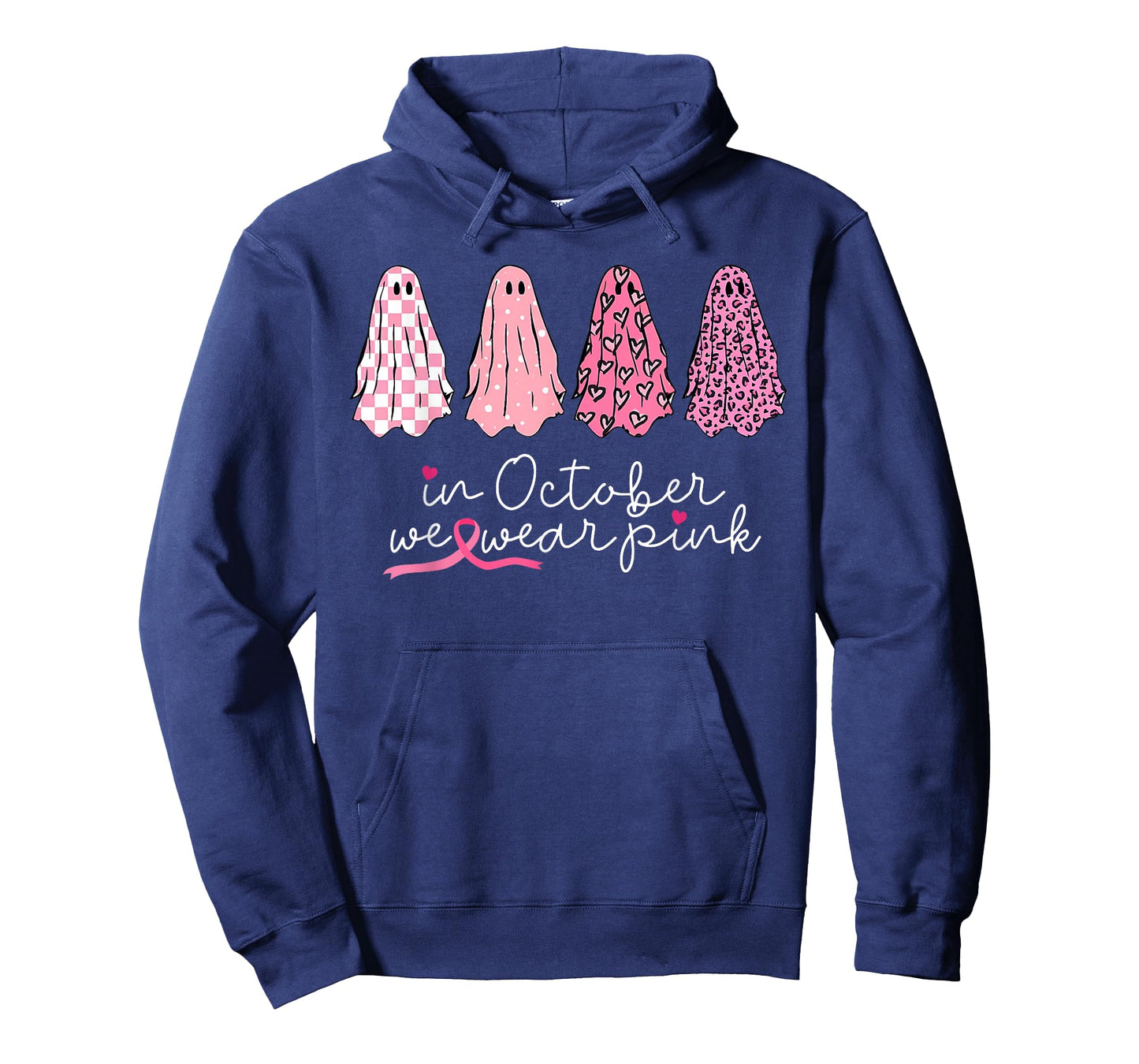 in October We Wear Pink Ghosts Halloween Breast Cancer T-Shirt