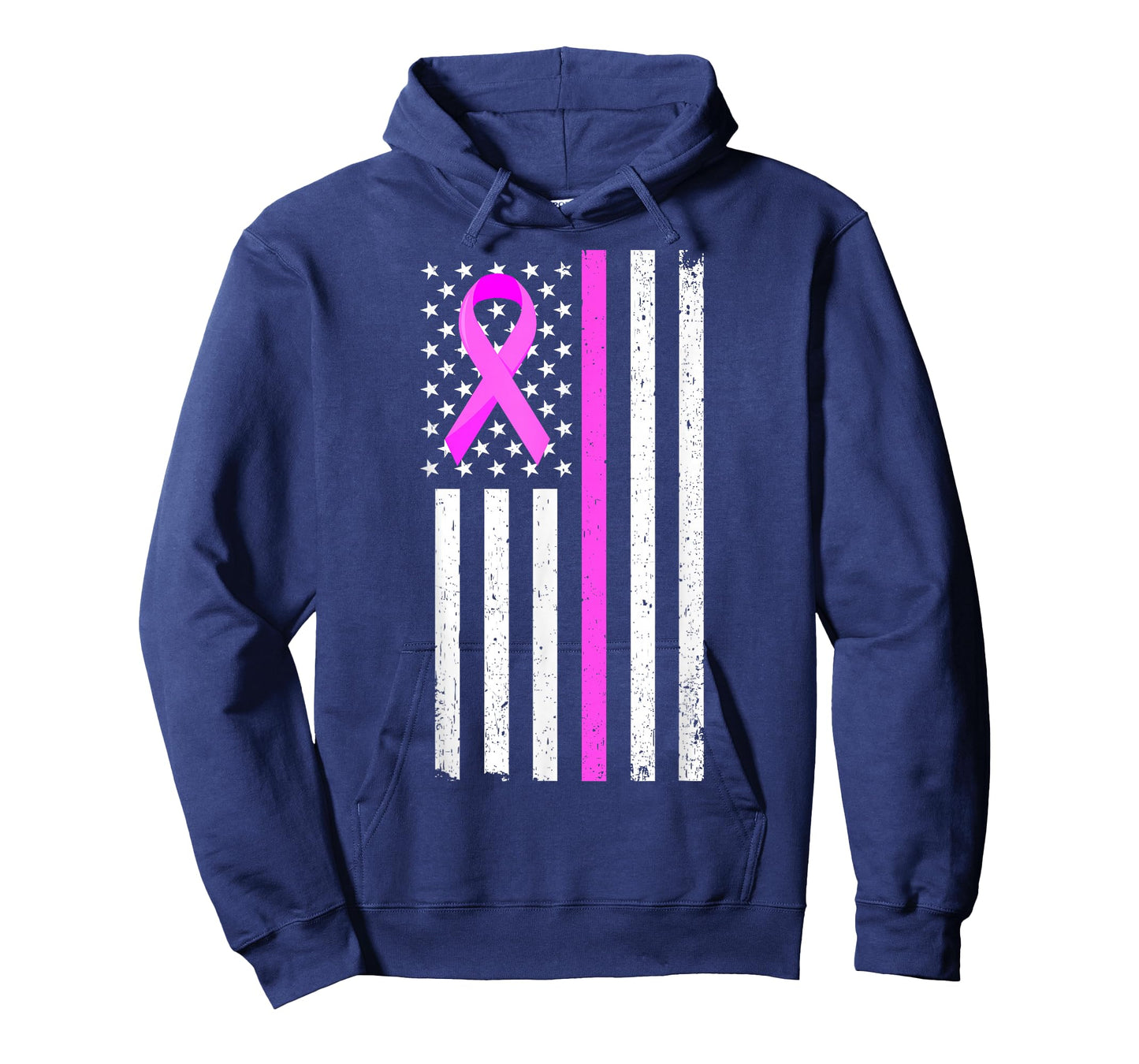 Breast Cancer Awareness Month USA Flag Patriot Pink Ribbon T-Shirt