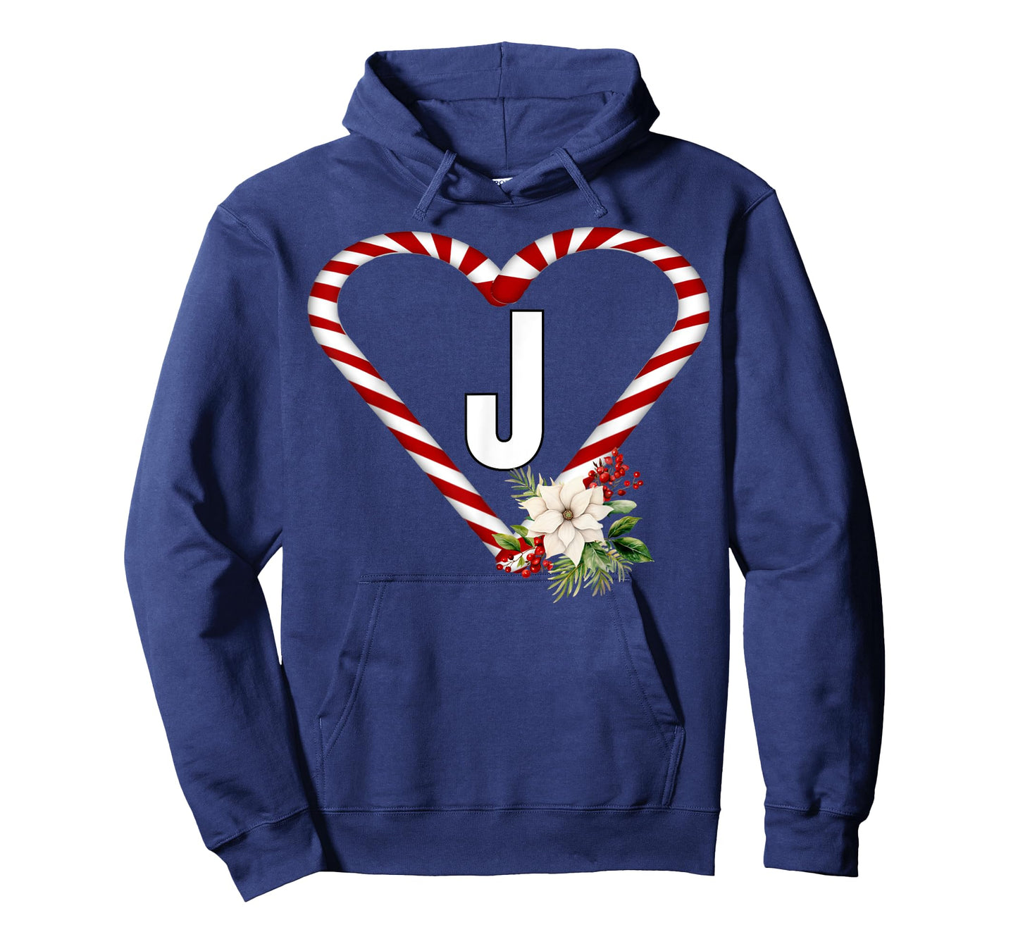 Letter J Christmas Candy Cane Holiday Novelty Christmas T-Shirt