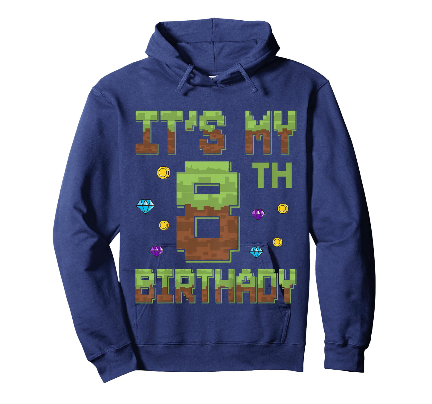Birthday Boy It's My 8th Birthday 8 Year Old Pixel Gamer T-Shirt