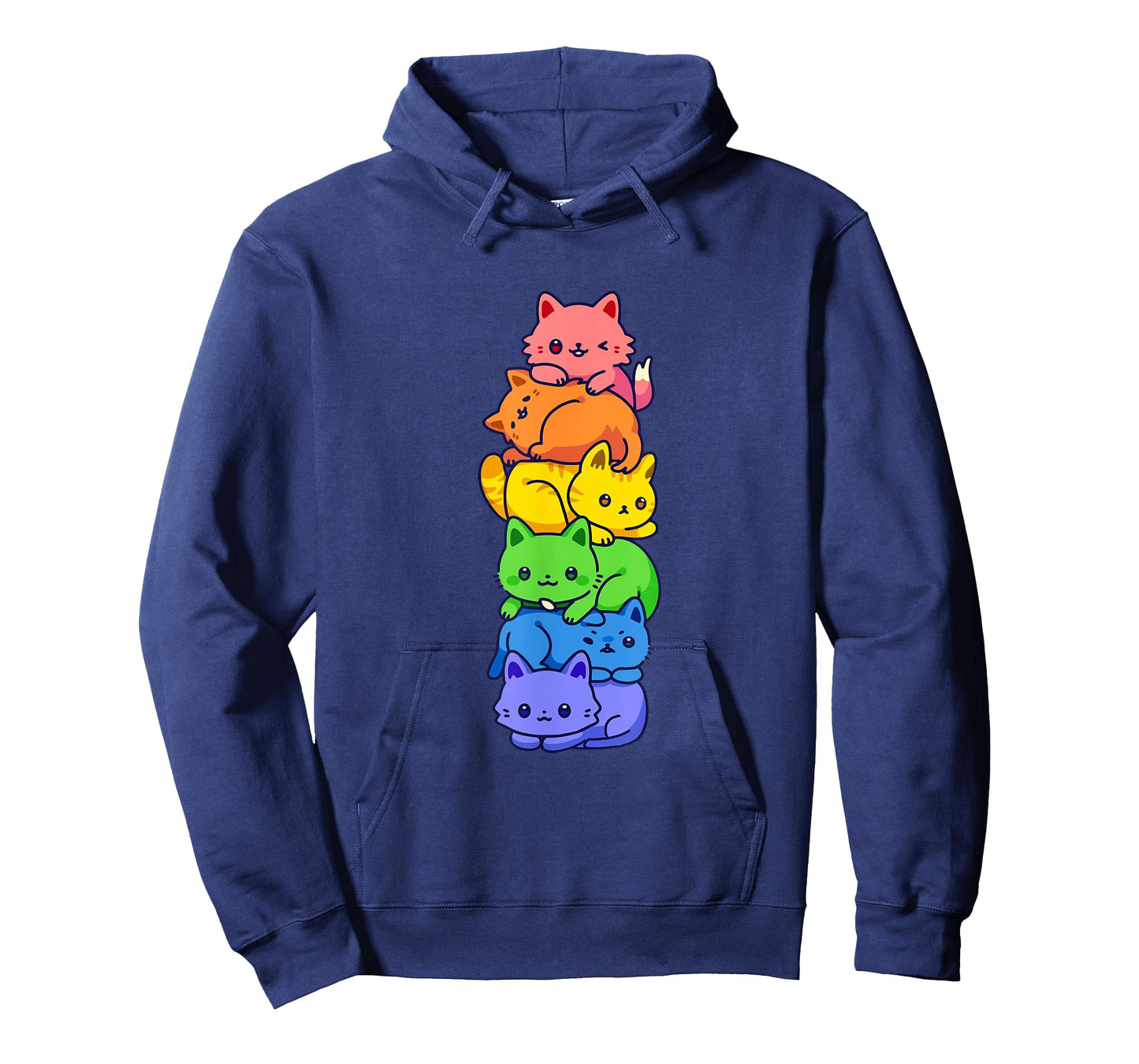 Gay Pride Cat LGBT Kawaii Cats Pile Cute Anime Rainbow Flag T-Shirt Small