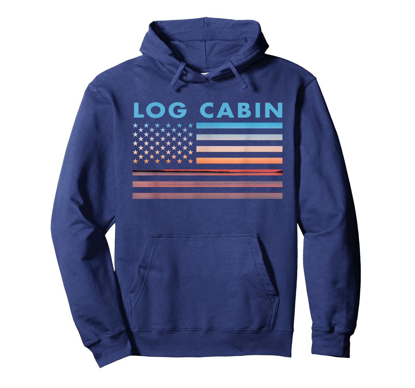 Vintage Sunset American Flag Log Cabin, Texas Women Men T-Shirt