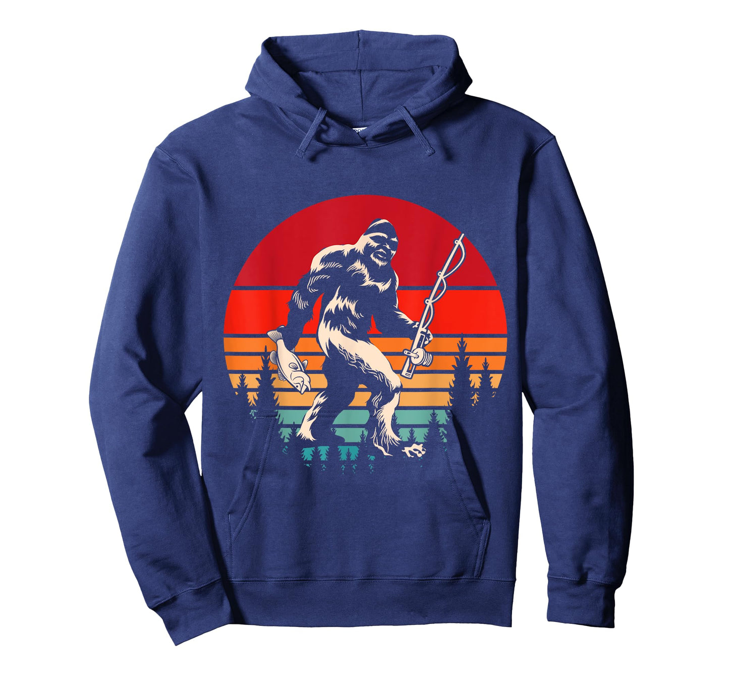 Retro Yeti Sasquatch Cryptid Fishermen Gift Fishing Bigfoot T-Shirt