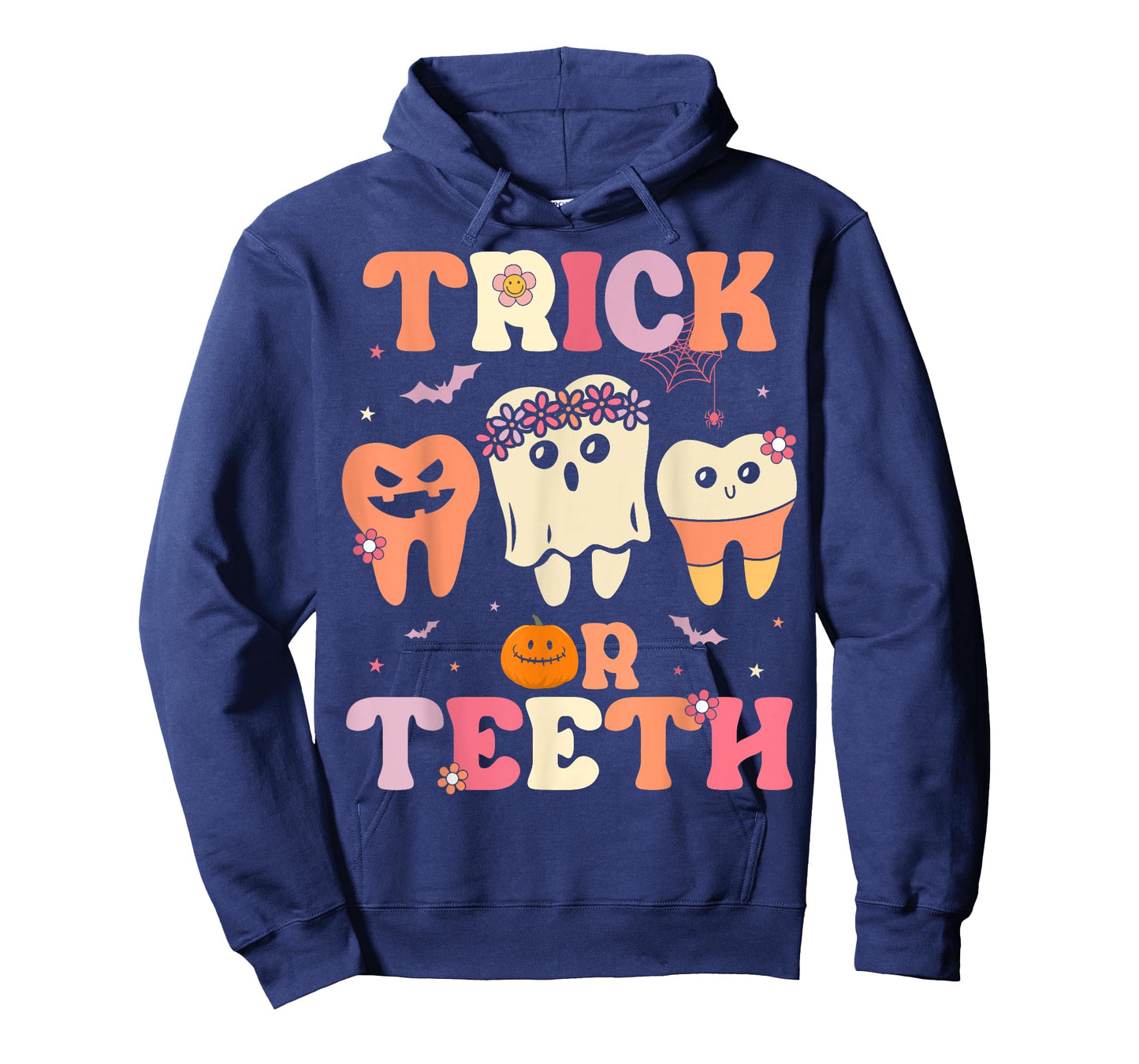 Trick Or Teeth Ghost Groovy Dental Halloween Treat Dentist T-Shirt