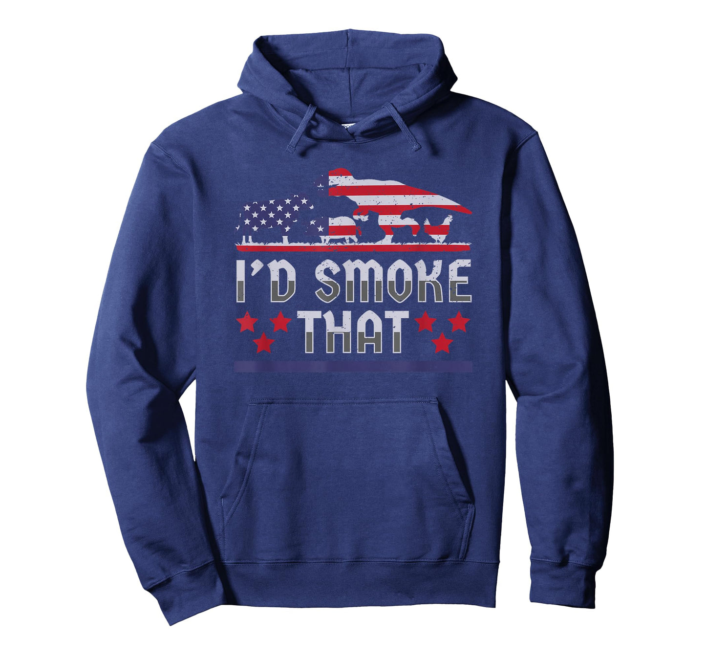 I'd Smoke That BBQ Barbeque Patriot Dinosaur T-Rex Mens T-Shirt