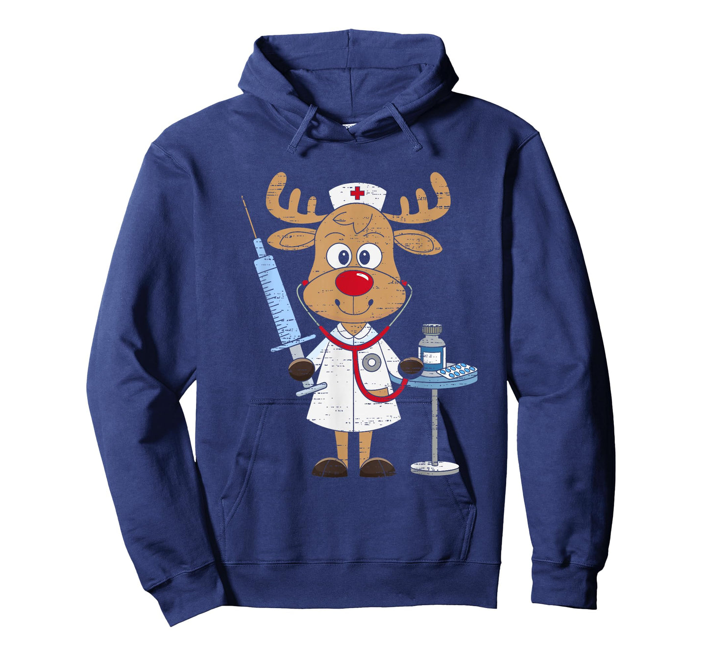 Reindeer Nurse Scrub Tops Christmas Stethoscope Nursing Xmas T-Shirt