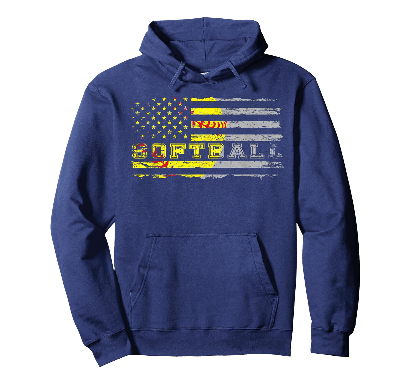 American flag softball fan Team Distressed Gift Women Girls Kids Men T-Shirt