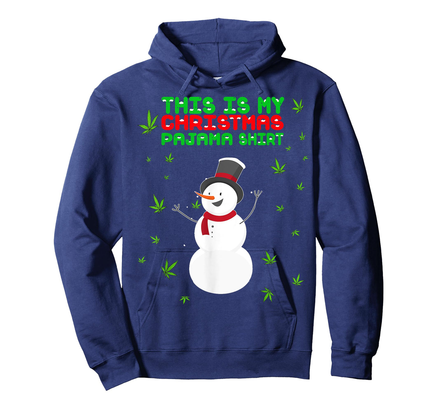 Weed Christmas Shirt, Funny Pajamas Snowman Marijuana Leaf T-Shirt