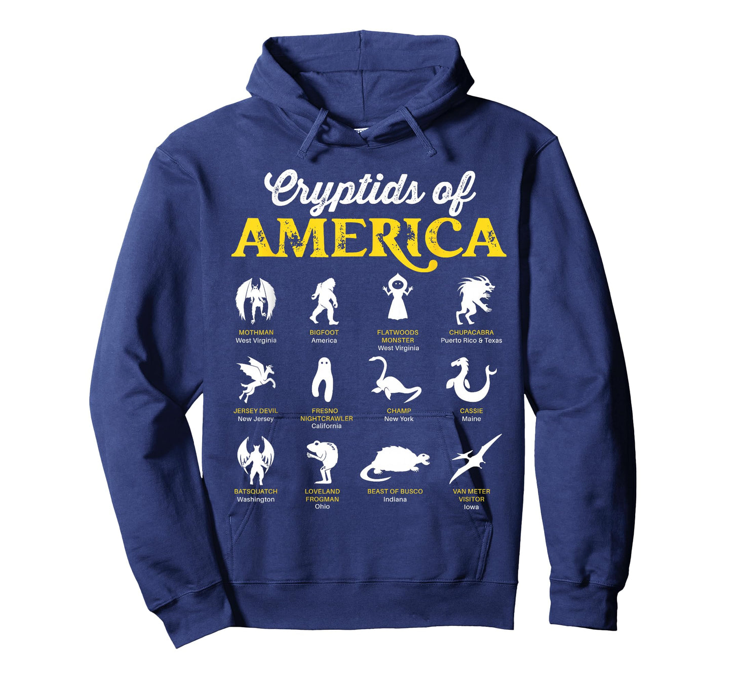 Cryptids of America Mothman Chupacabra Frogman Jersey Devil T-Shirt