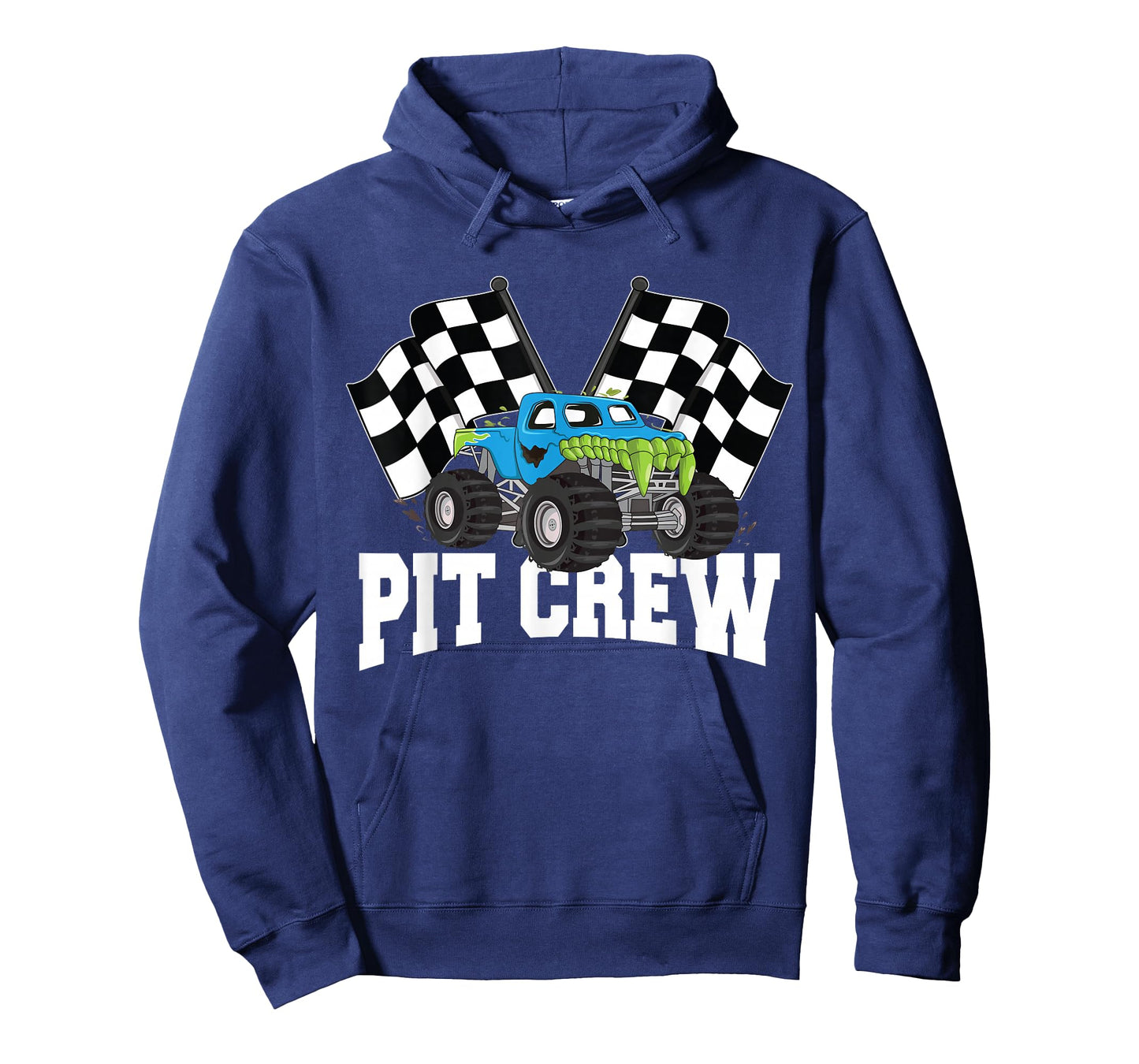 Pit Crew Monster Truck Racing Party And Checked Flag T-Shirt